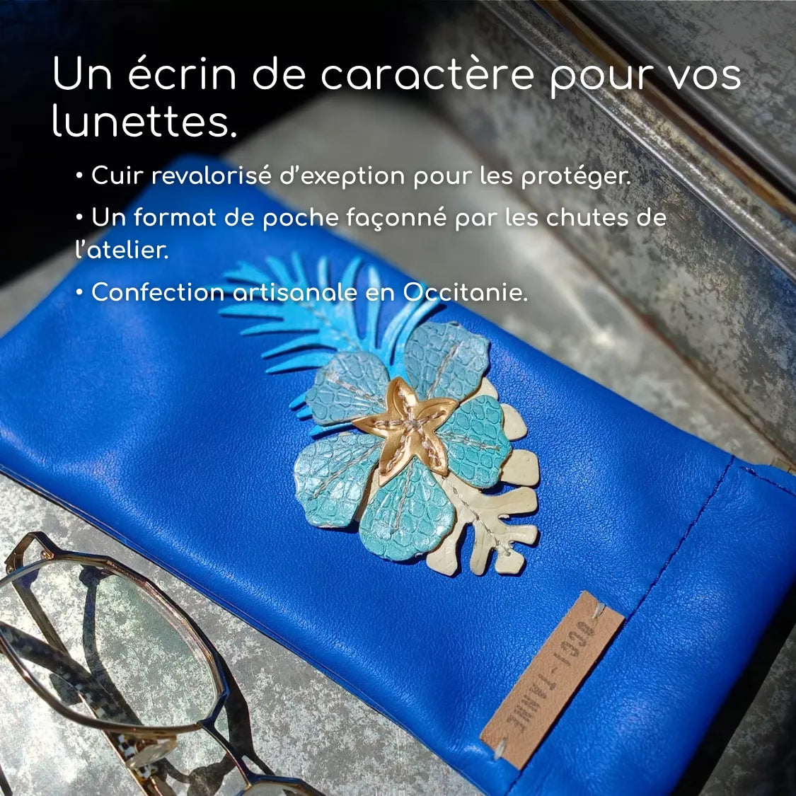 Blue Flower Glasses Case