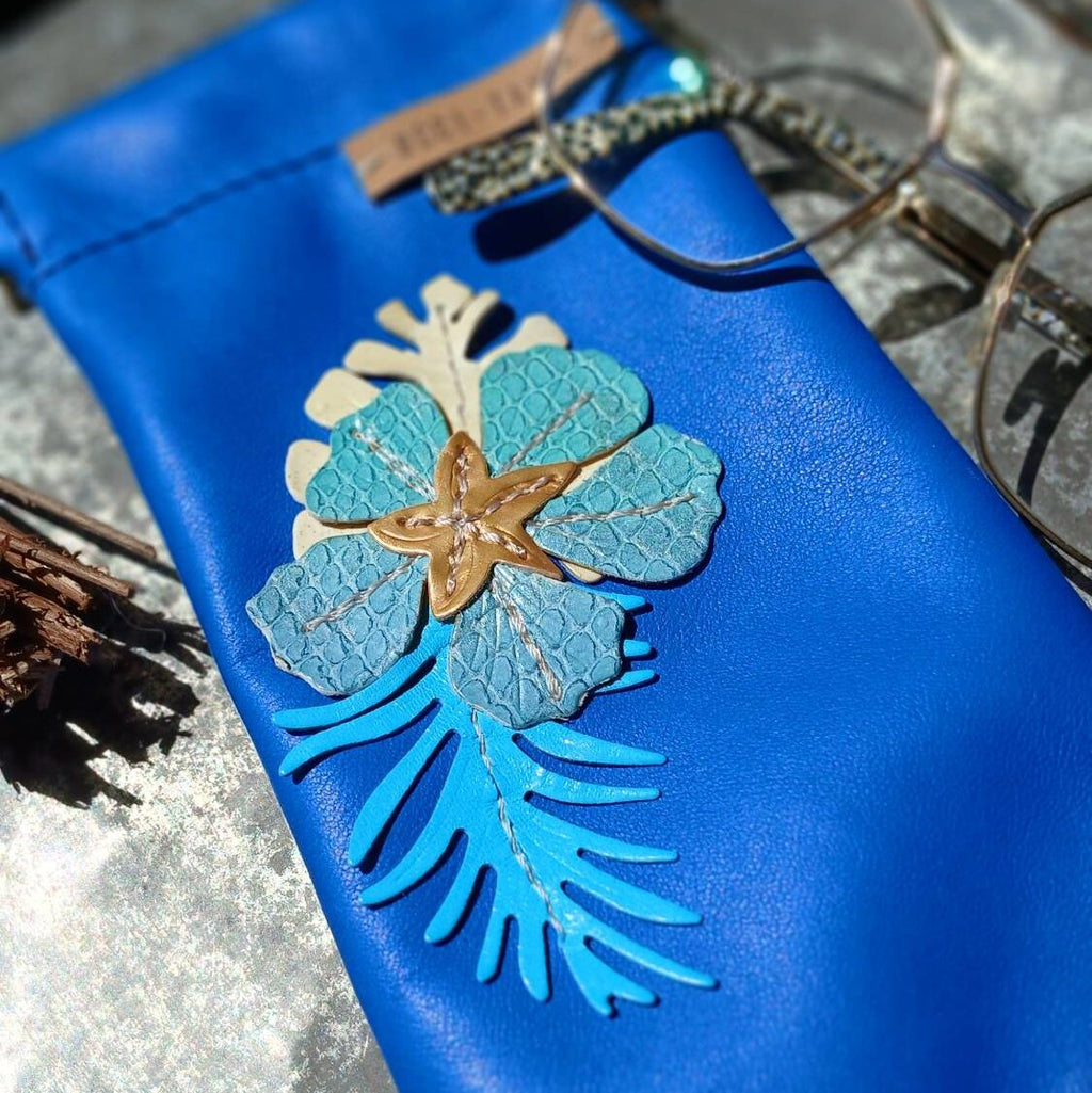 Étui-à-lunettes Fleur Bleue
