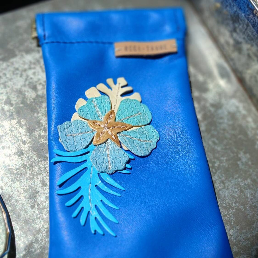 Étui-à-lunettes Fleur Bleue